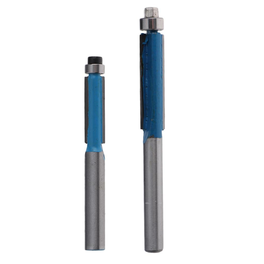 2PCS Long Straight Alloy Flush Trim Bearing Router Bit Woodwork Cutter Tool