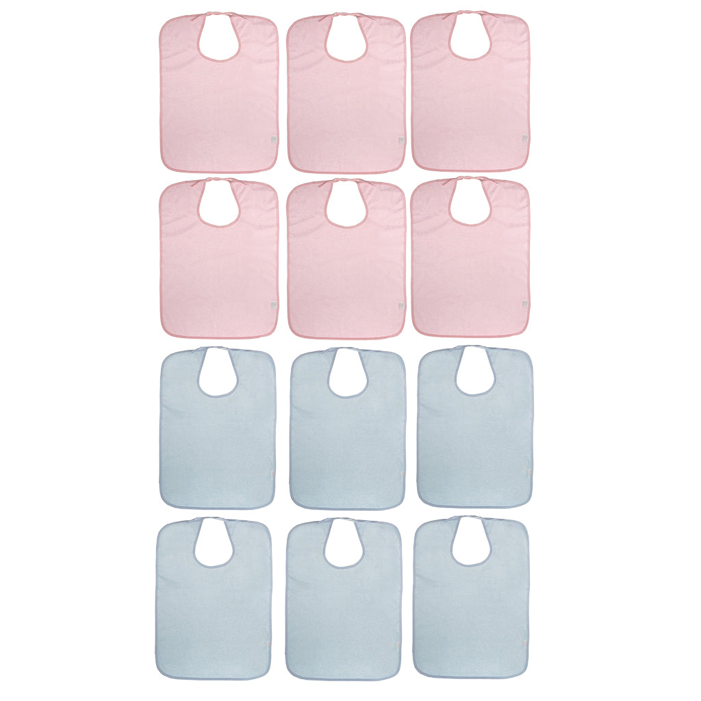 12 Pieces Adult Disability Bib Mealtime Cloth Protector Apron Waterproof