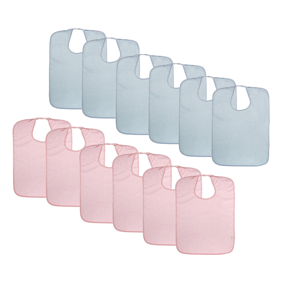 12 Pieces Adult Disability Bib Mealtime Cloth Protector Apron Waterproof
