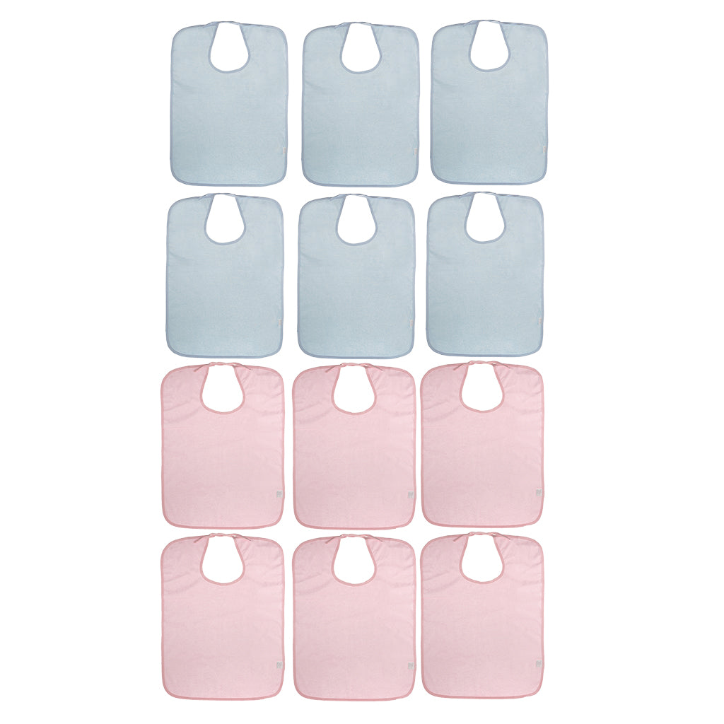 12 Pieces Adult Disability Bib Mealtime Cloth Protector Apron Waterproof