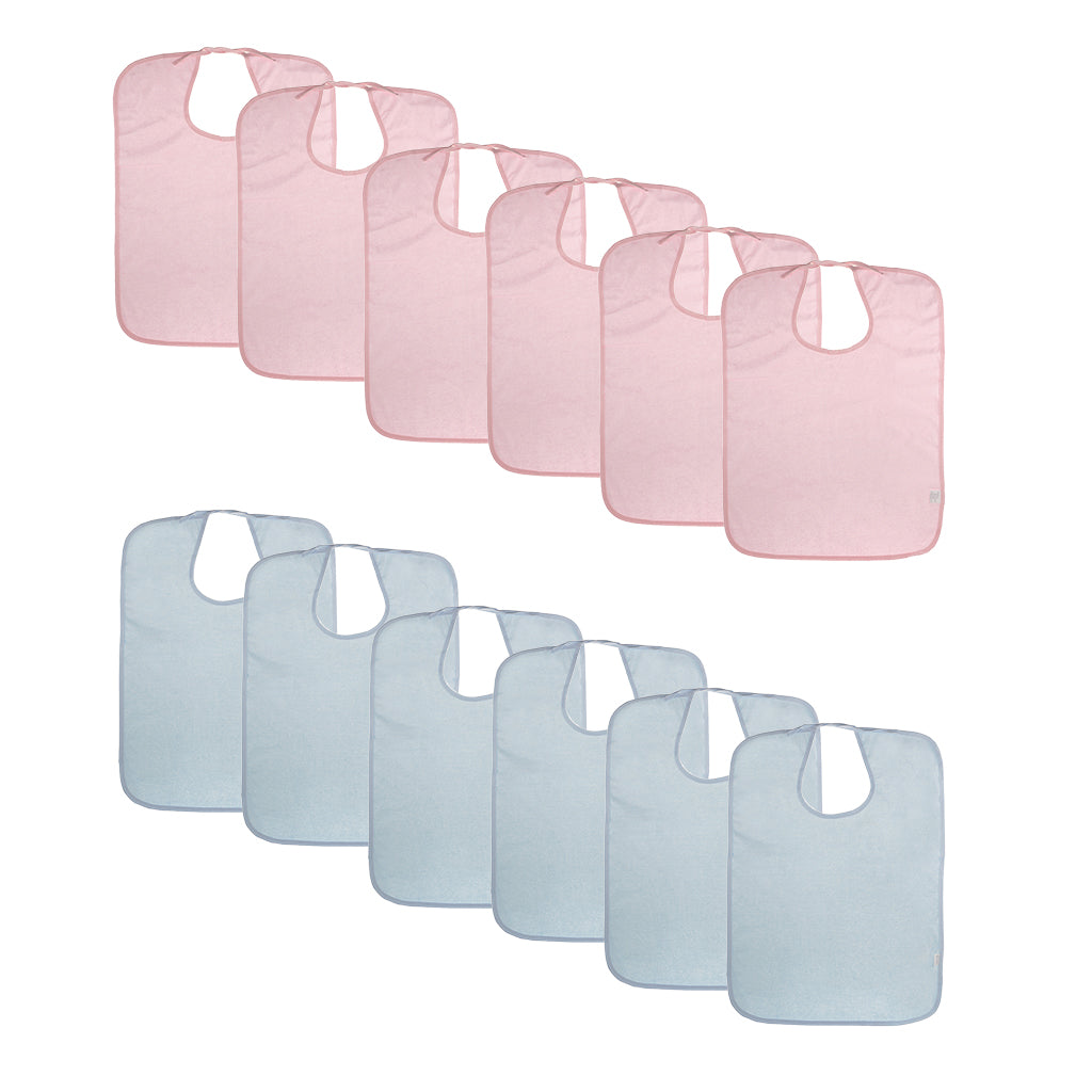 12 Pieces Adult Disability Bib Mealtime Cloth Protector Apron Waterproof