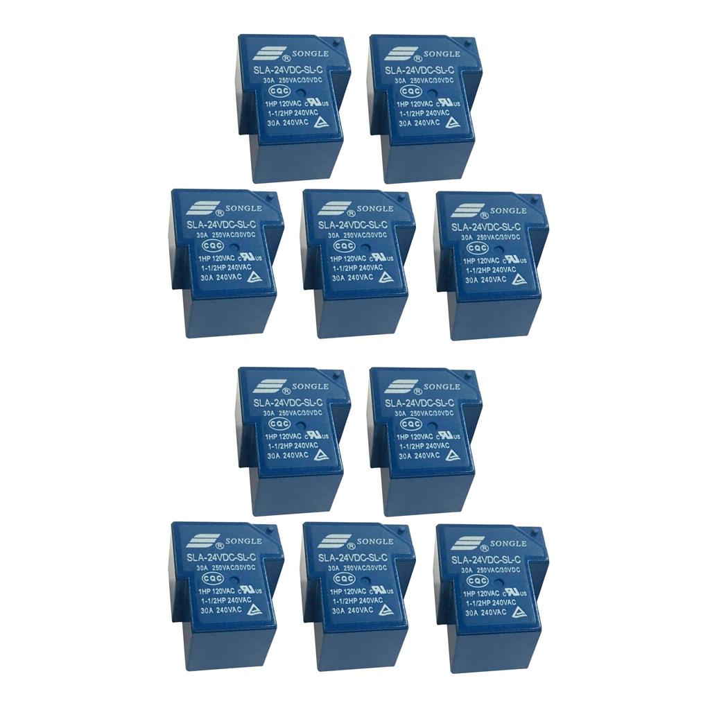 10 pieces Mini Power Songle Relay 24V 30A SPDT 6 Pin PCB SLA-24VDC-SL-C