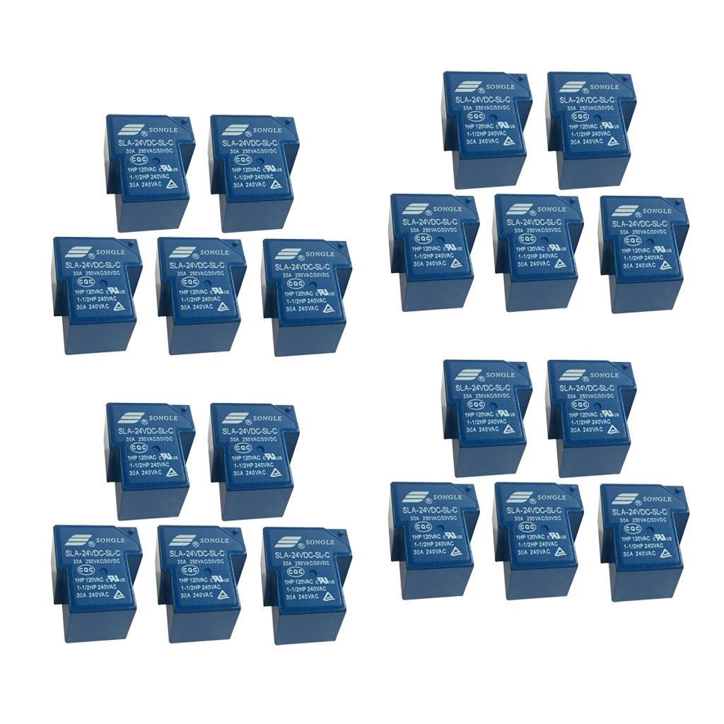 20 pieces Mini Power Songle Relay 24V 30A SPDT 6 Pin PCB SLA-24VDC-SL-C