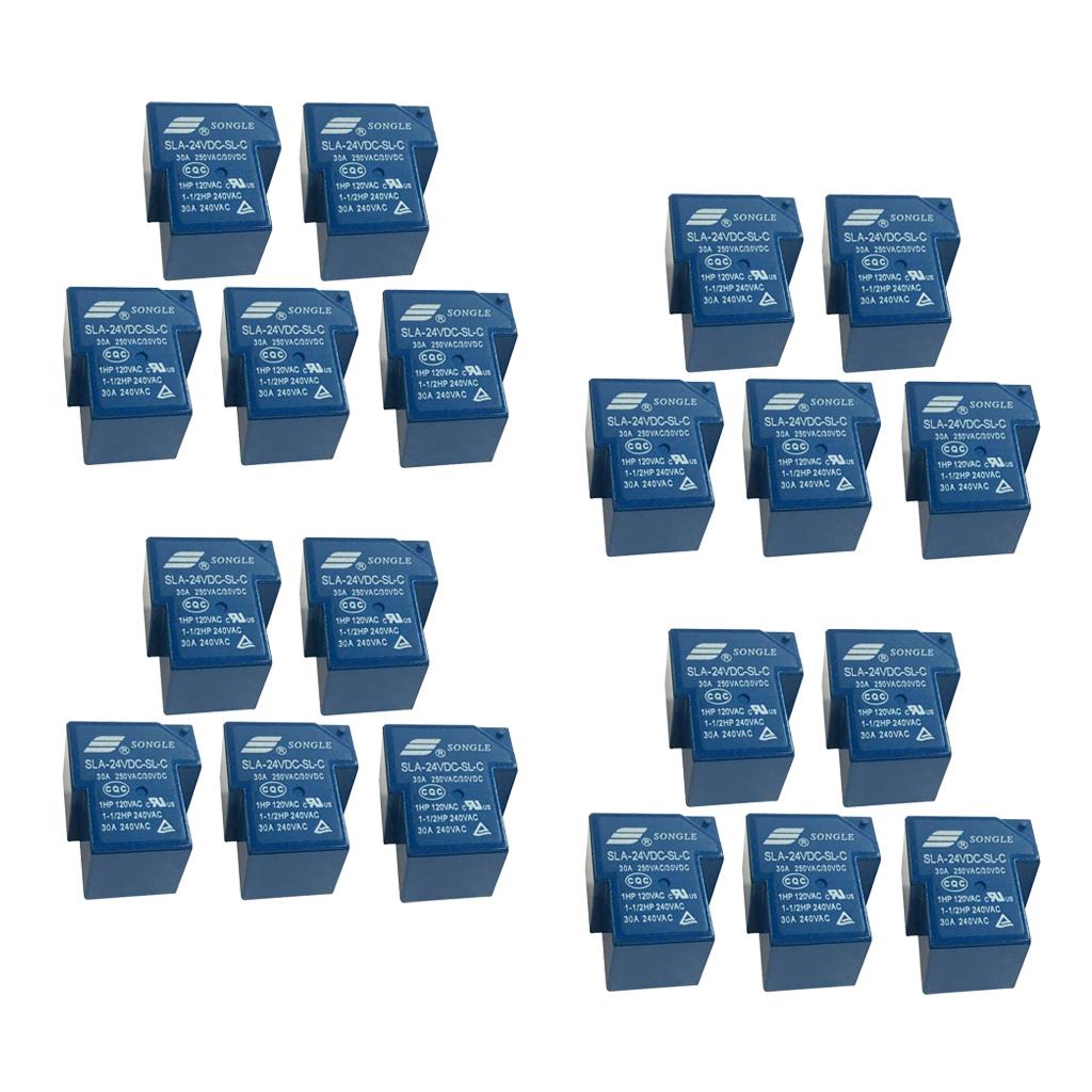 20 pieces Mini Power Songle Relay 24V 30A SPDT 6 Pin PCB SLA-24VDC-SL-C