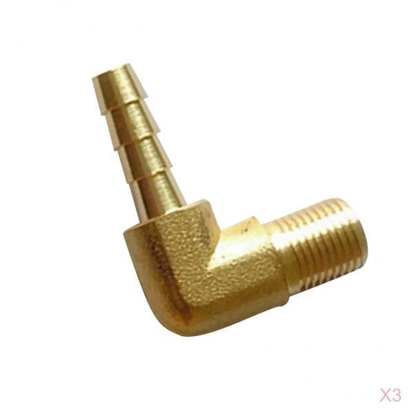 3x 1/8 BSP to 6mm Brass 90 Degree Male Elbow Barbed Hose Tail Pipe Fittings