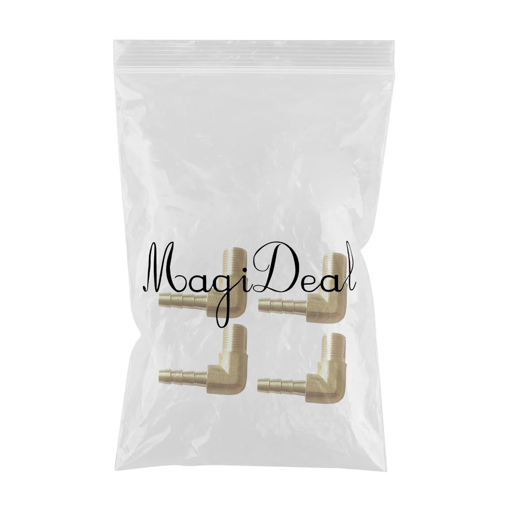 4x 1/8 BSP to 6mm Brass 90 Degree Male Elbow Barbed Hose Tail PipeFittings
