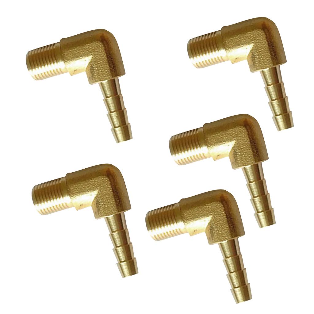 5x 1/8 BSP to 6mm Brass 90 Degree Male Elbow Barbed Hose Tail Pipe Fittings
