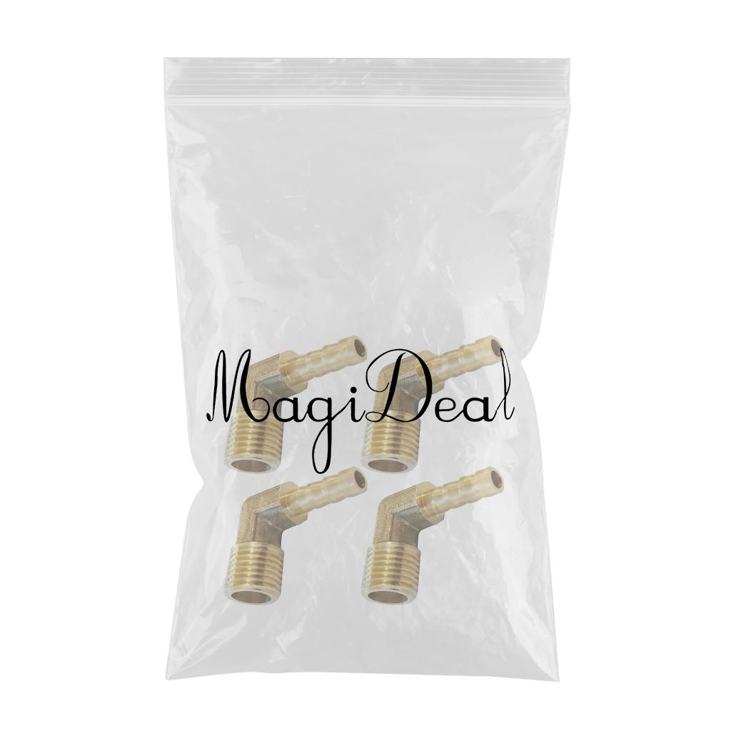 4x 3/8 BSP to 10mm Brass 90 Degree Male Elbow Barbed Hose Tail Pipe Fitting