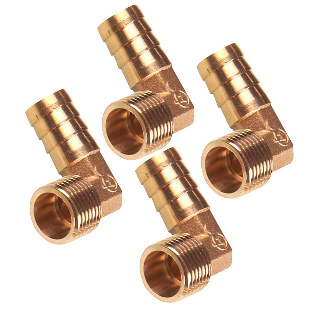 4x 1/2 BSP to 16mm Brass 90 Degree Male Elbow Barbed Hose Tail Pipe Fitting