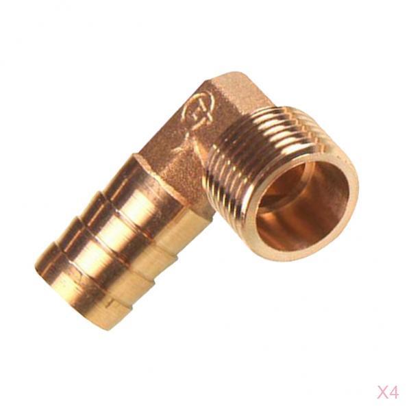 4x 1/2 BSP to 16mm Brass 90 Degree Male Elbow Barbed Hose Tail Pipe Fitting