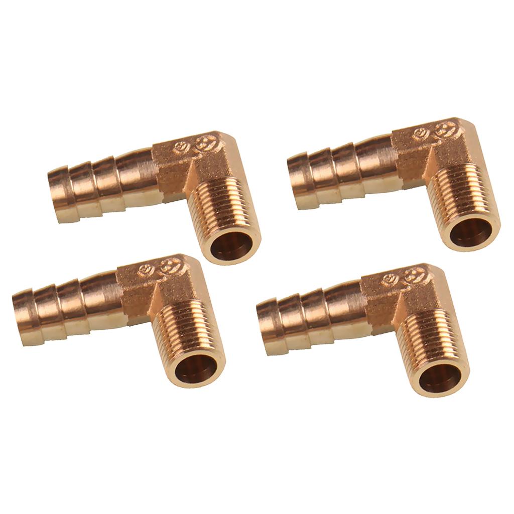 4x 1/4 BSP to 12mm Brass 90 Degree Male Elbow Barbed Hose Tail Pipe Fitting