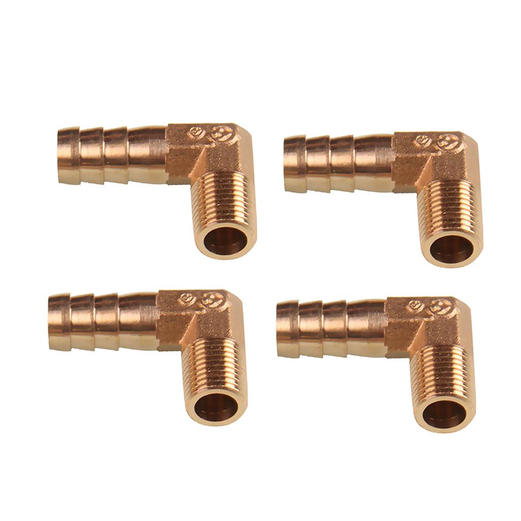 4x 1/4 BSP to 12mm Brass 90 Degree Male Elbow Barbed Hose Tail Pipe Fitting