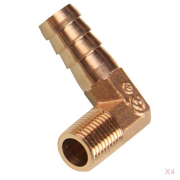 4x 1/4 BSP to 12mm Brass 90 Degree Male Elbow Barbed Hose Tail Pipe Fitting