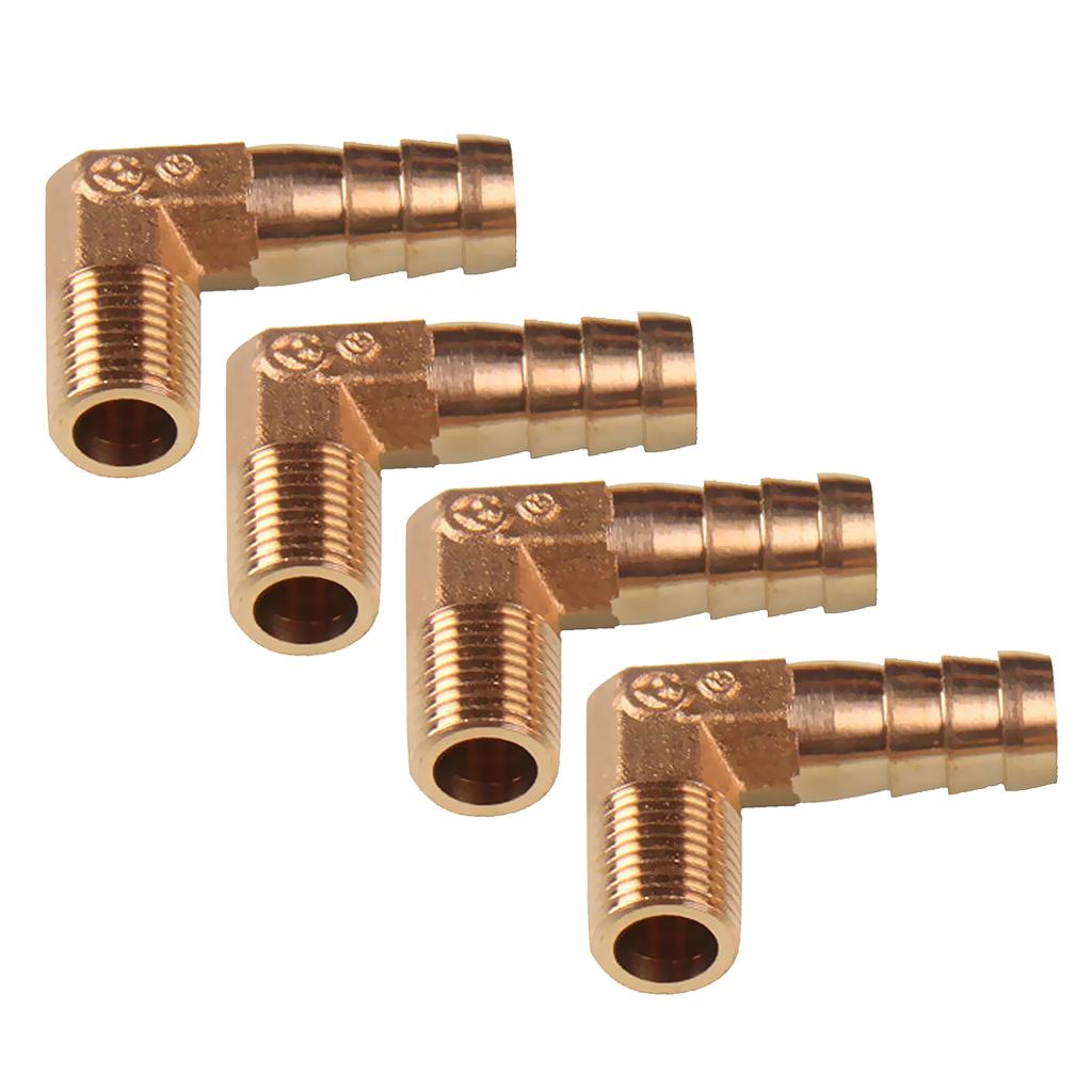 4x 1/4 BSP to 12mm Brass 90 Degree Male Elbow Barbed Hose Tail Pipe Fitting