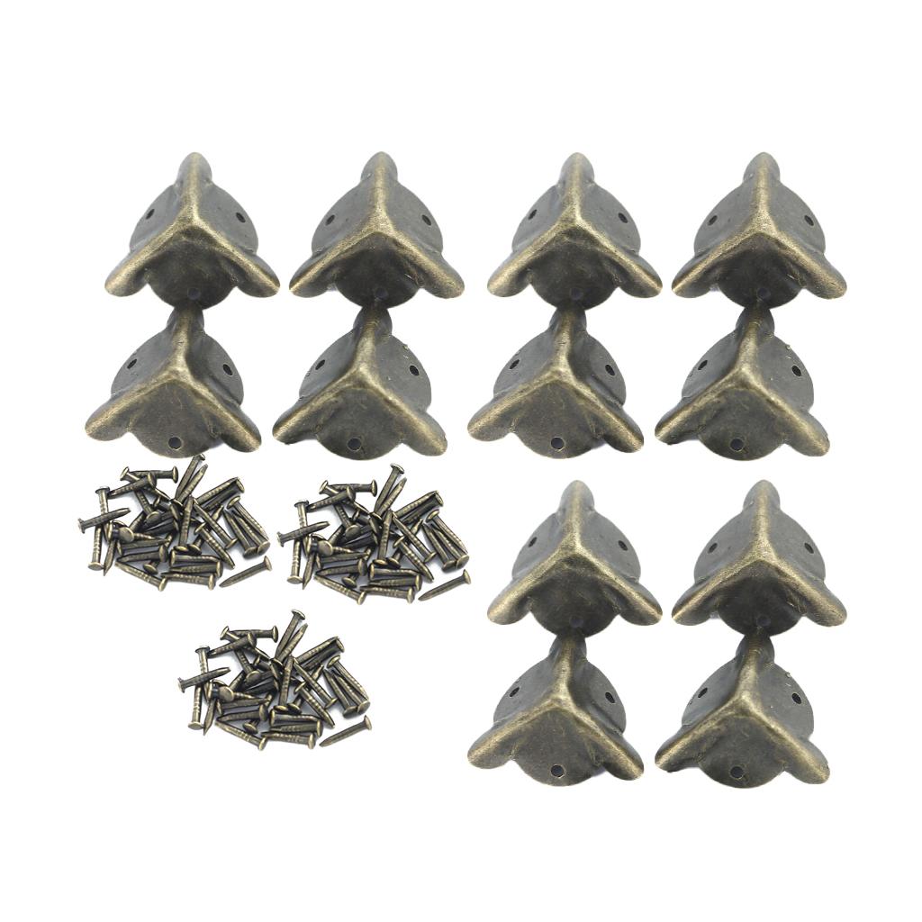 12Pcs Antique Alloy Triangle Box Corner Protector Guards Edge Cover 20mm
