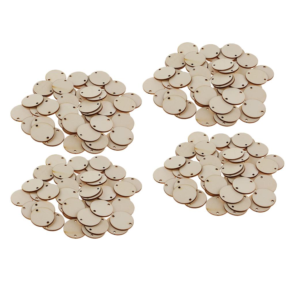 200 Pieces Round Unfinished Wooden Slices Discs DIY Art Crafts 35 x 2 mm