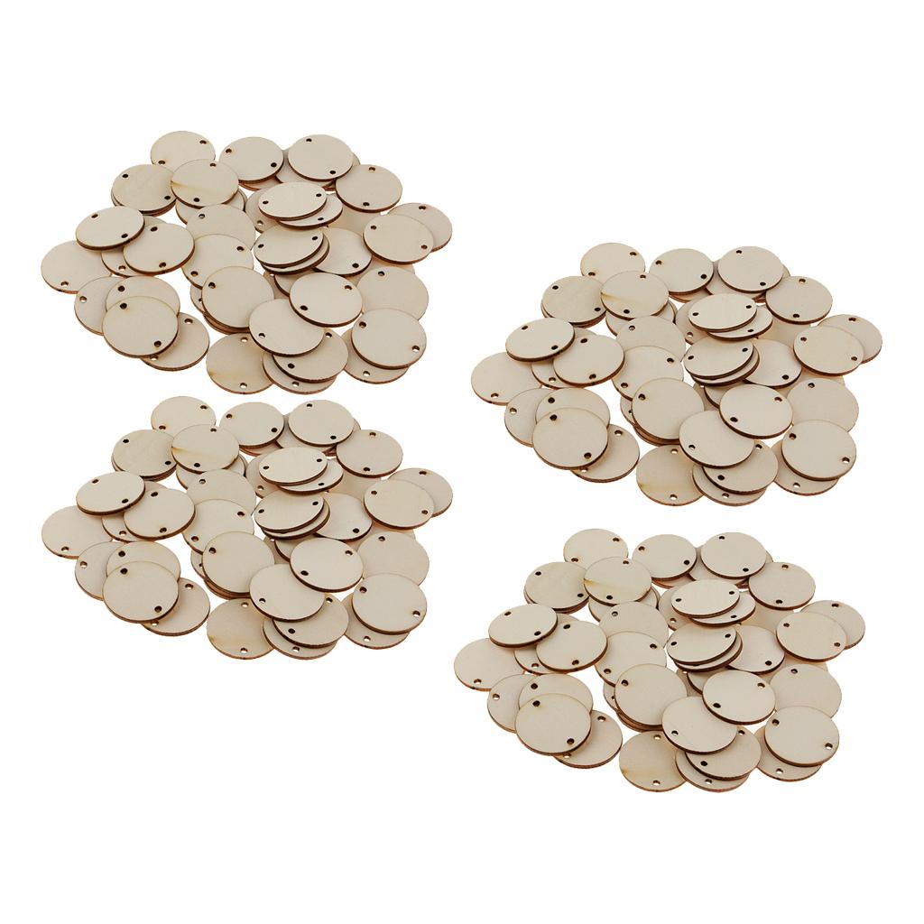 200 Pieces Round Unfinished Wooden Slices Discs DIY Art Crafts 35 x 2 mm