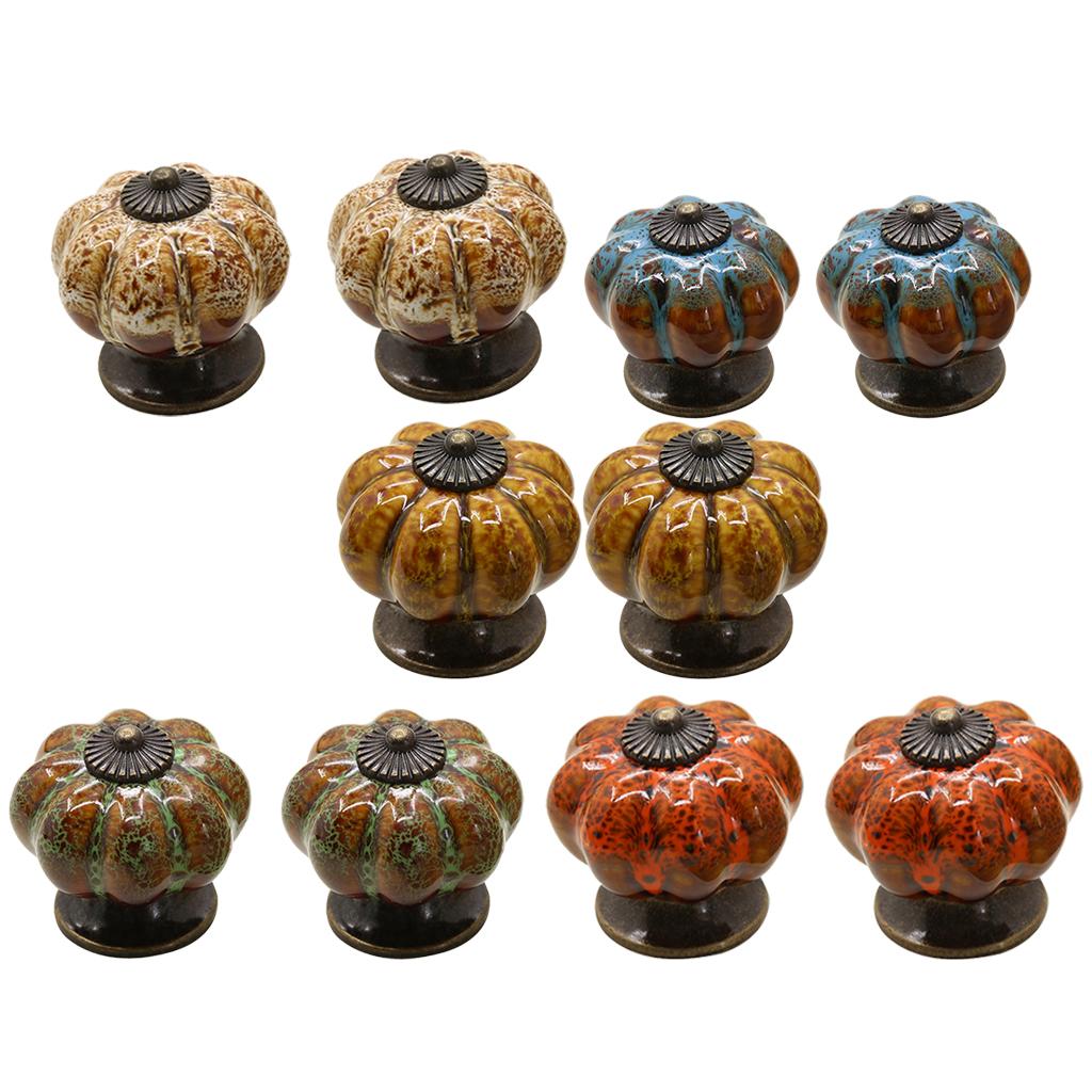 10pcs Round Pumpkin Shape Ceramic Cabinet Pull Knobs