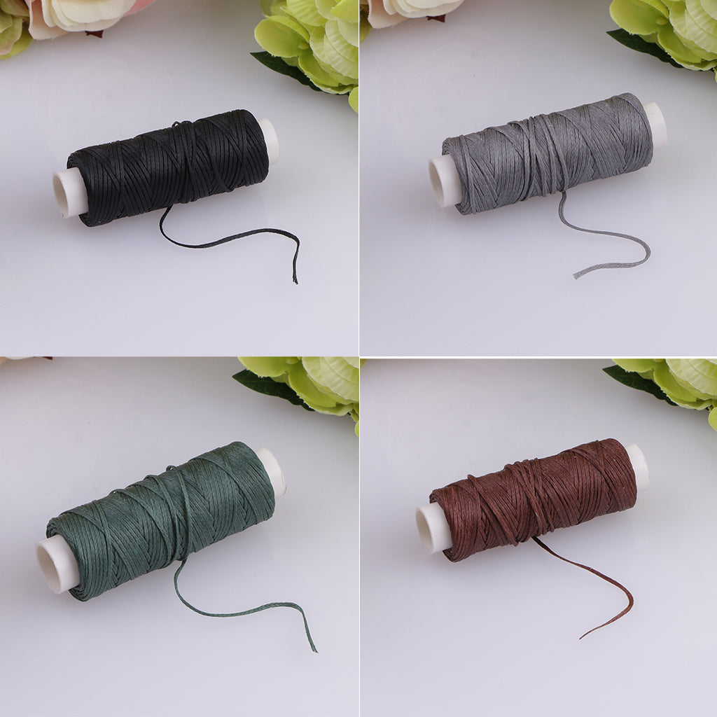 4pcs Flat Waxed Polyester Thread Cord Sewing Accessories for Leather Crafts