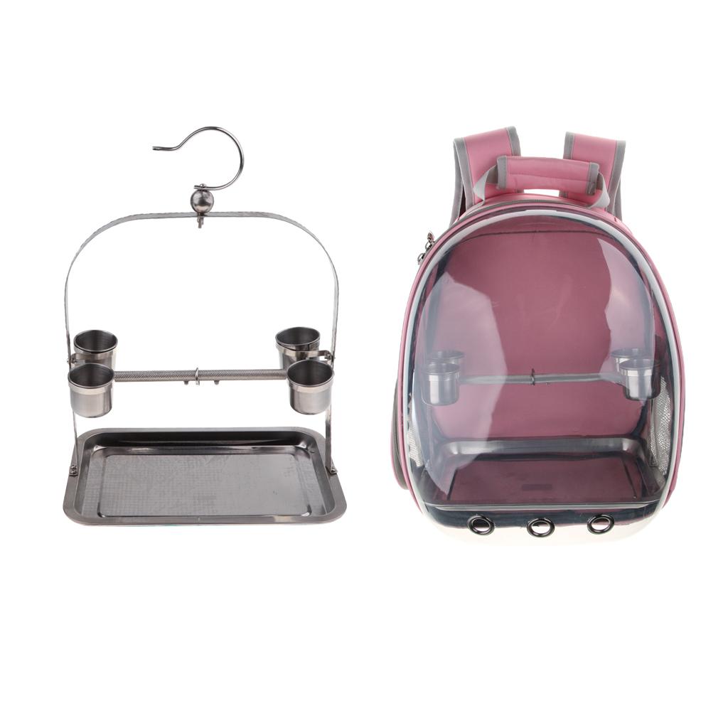 Bird Parrot Travel Carrier with Perch Cup+Hanger Hang Stand Holder Platform