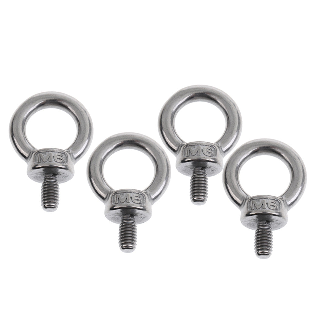 4pcs Stainless Steel DIN 580 Machine Shoulder Lift Eye Bolt Marine M6 x 11mm