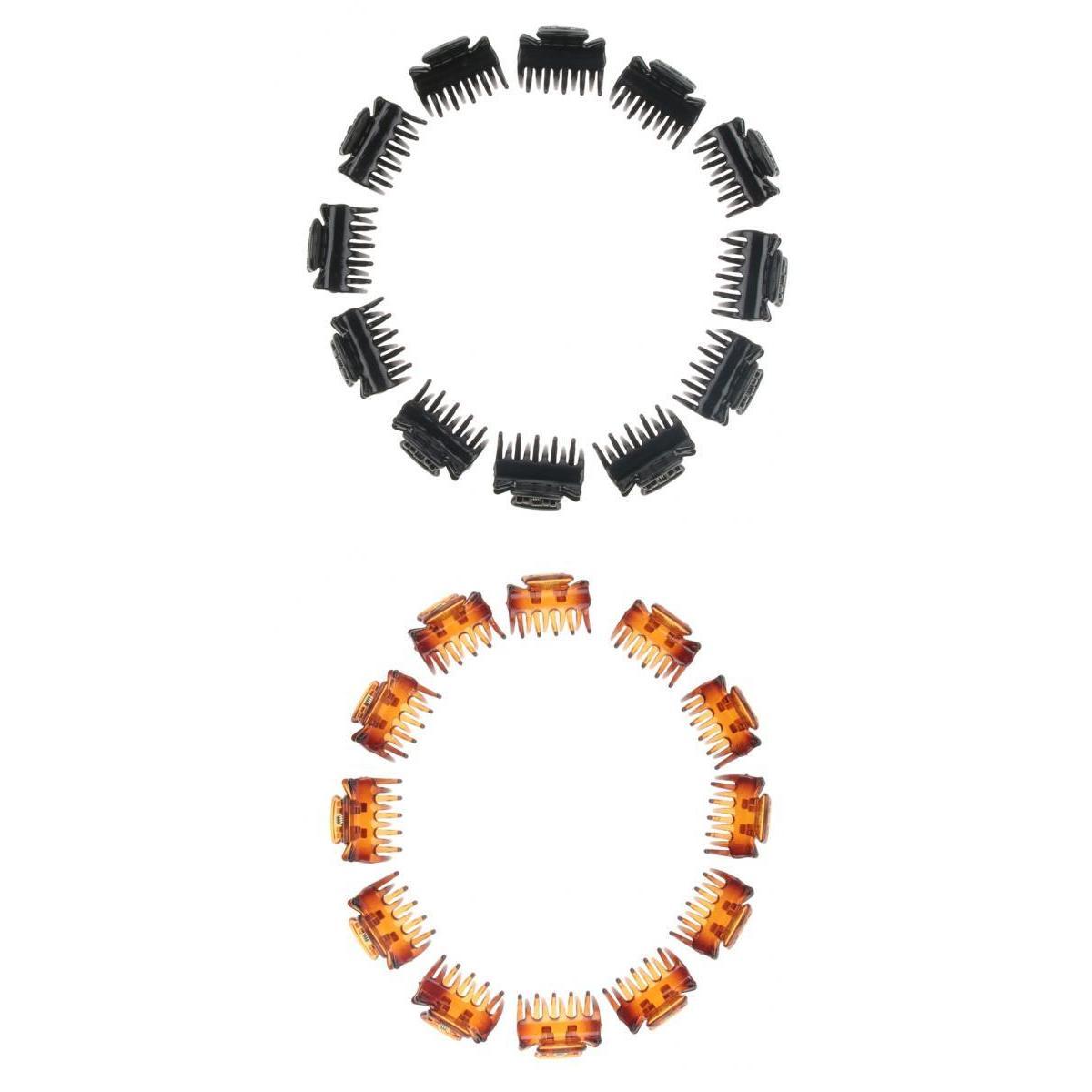 24pcs Girls Resin Mini Hair Claws Grips Plastic Hair Clip Clamps Black+Brown