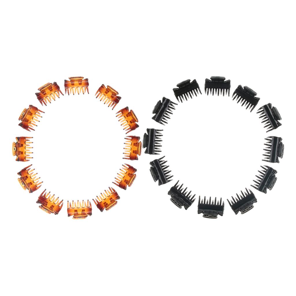 24pcs Girls Resin Mini Hair Claws Grips Plastic Hair Clip Clamps Black+Brown