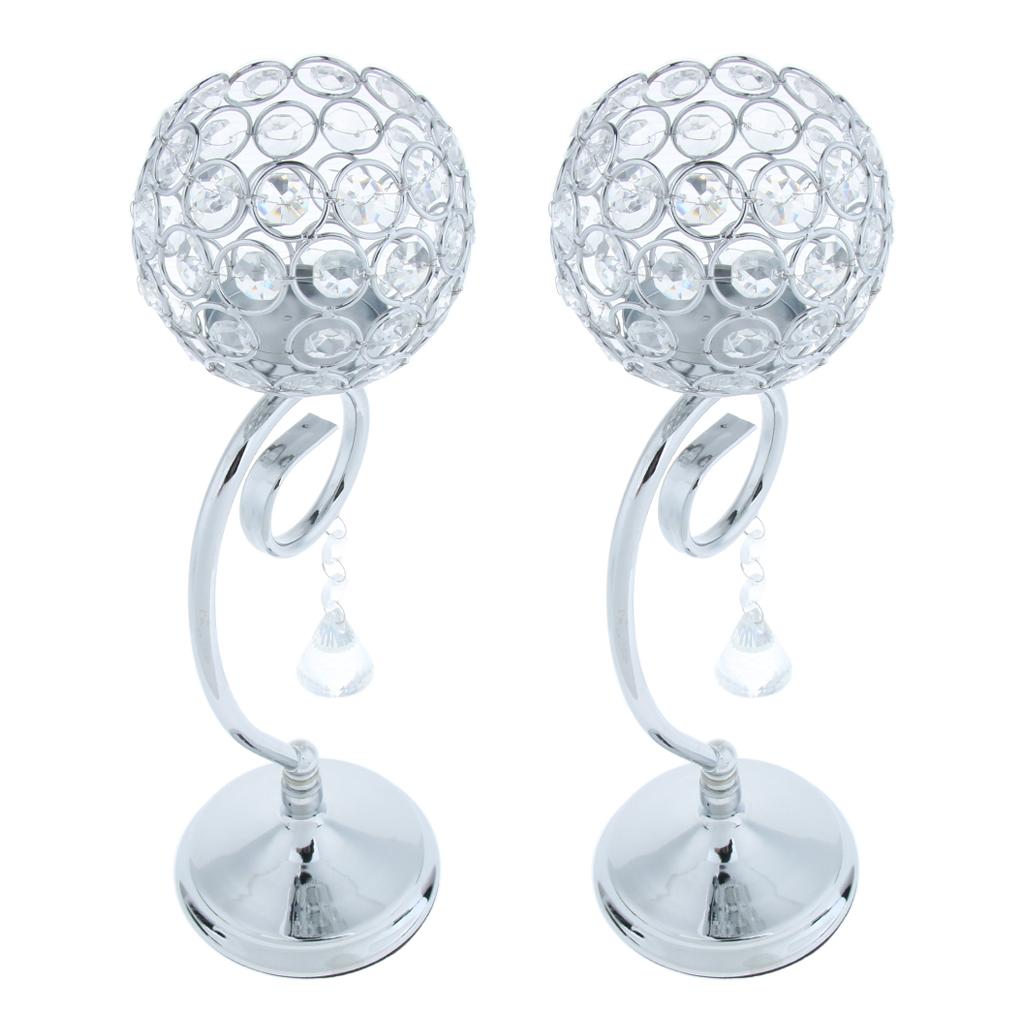2Pcs Mosaic Tea Light Candle Holder Candlestick Wedding Banquet Silver