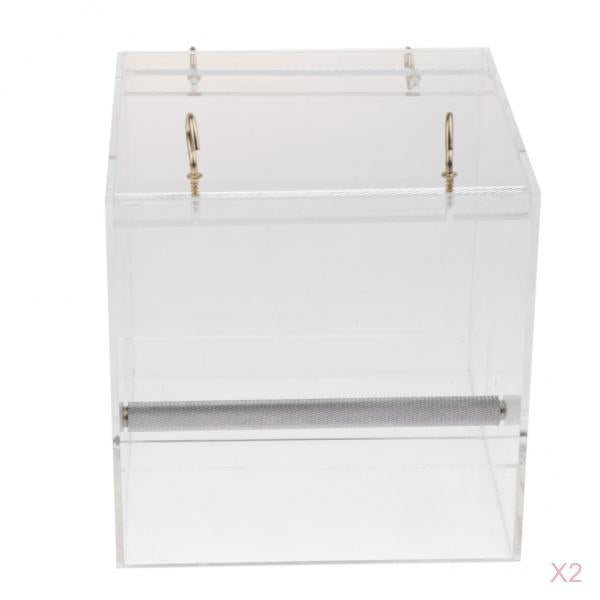2Pcs Pet Bird Feeder Food Water Feeding Box Parrot Dispenser Cage Perch