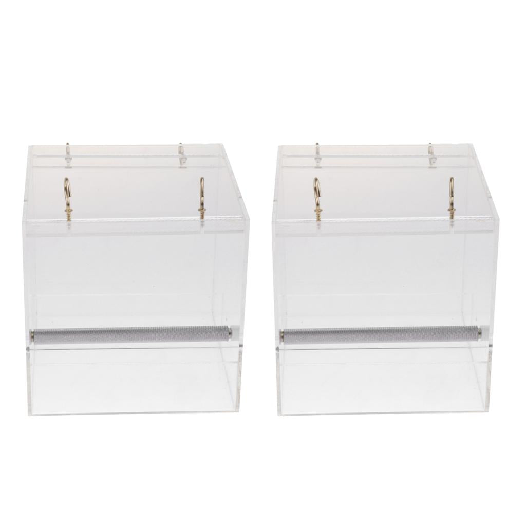 2Pcs Pet Bird Feeder Food Water Feeding Box Parrot Dispenser Cage Perch