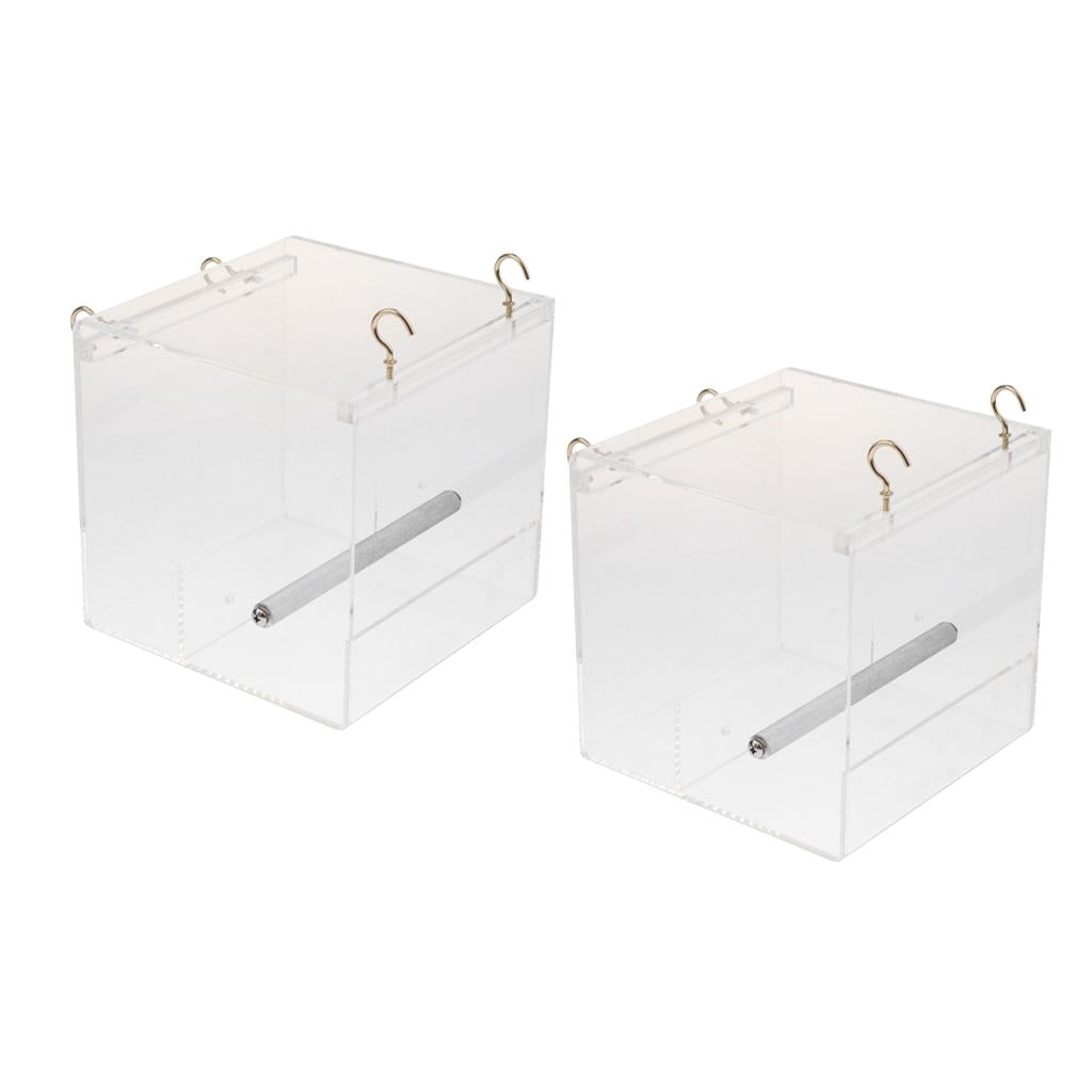 2Pcs Pet Bird Feeder Food Water Feeding Box Parrot Dispenser Cage Perch