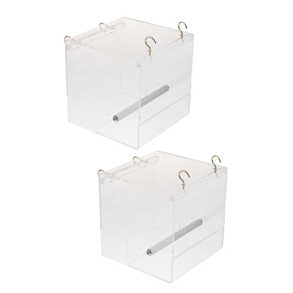 2Pcs Pet Bird Feeder Food Water Feeding Box Parrot Dispenser Cage Perch