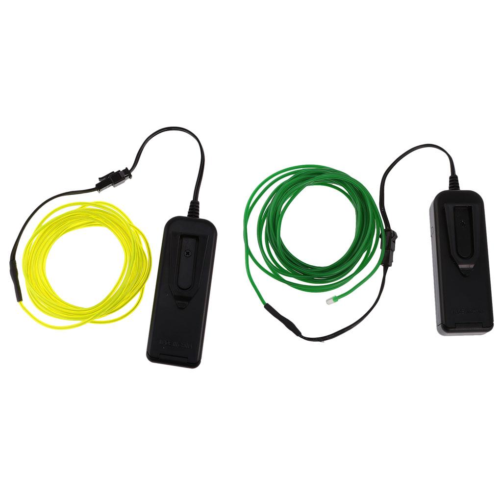 2x Green Luminescent Neon LED Lights Glow EL Wire String 5 Meters