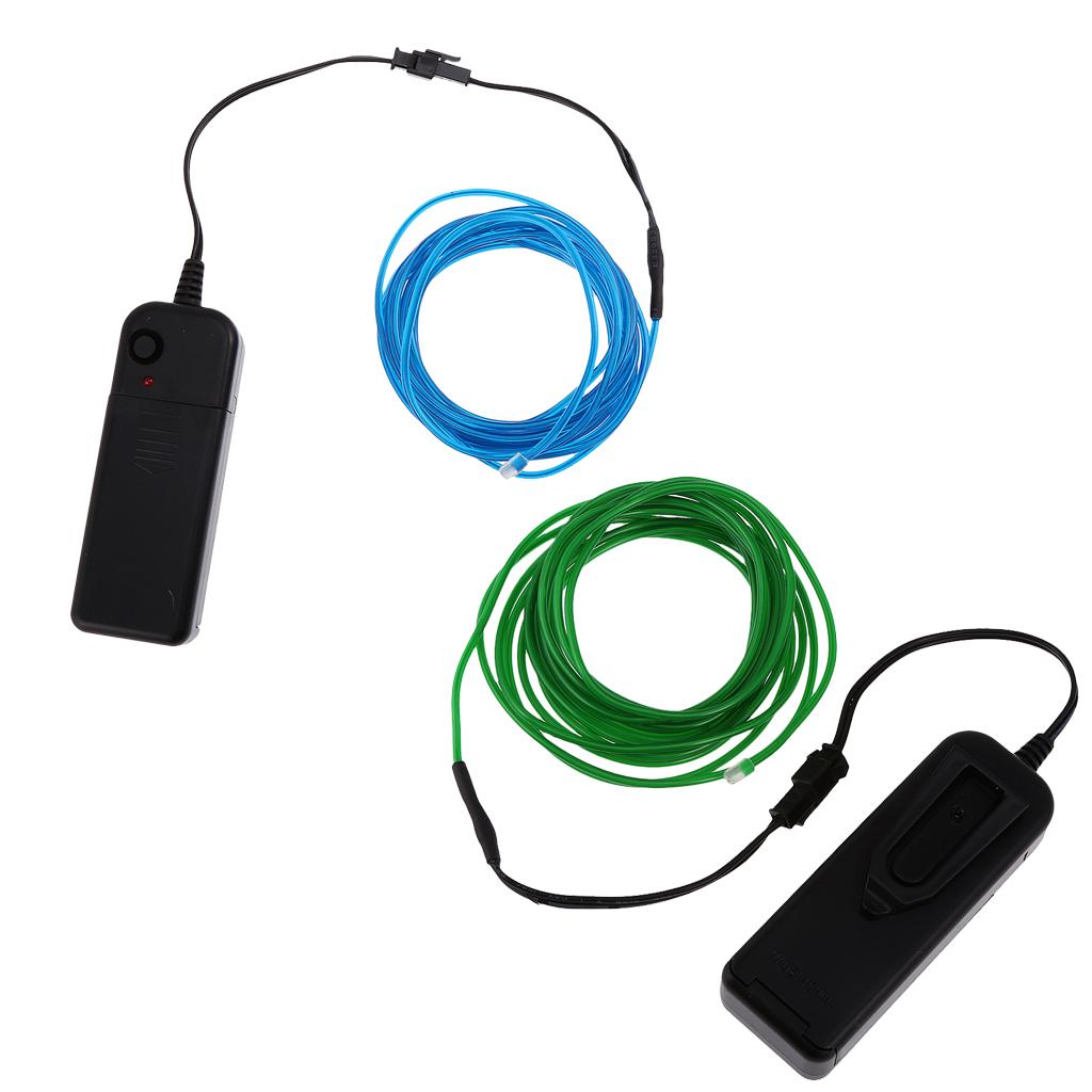 2x Luminescent Neon LED Soft Lights Glow EL Wire String 5 Meters