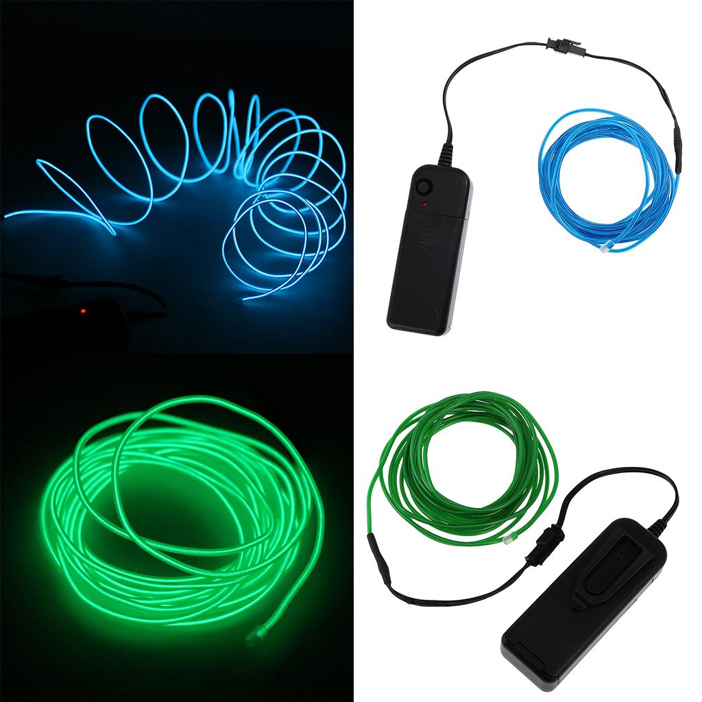 2x Luminescent Neon LED Soft Lights Glow EL Wire String 5 Meters