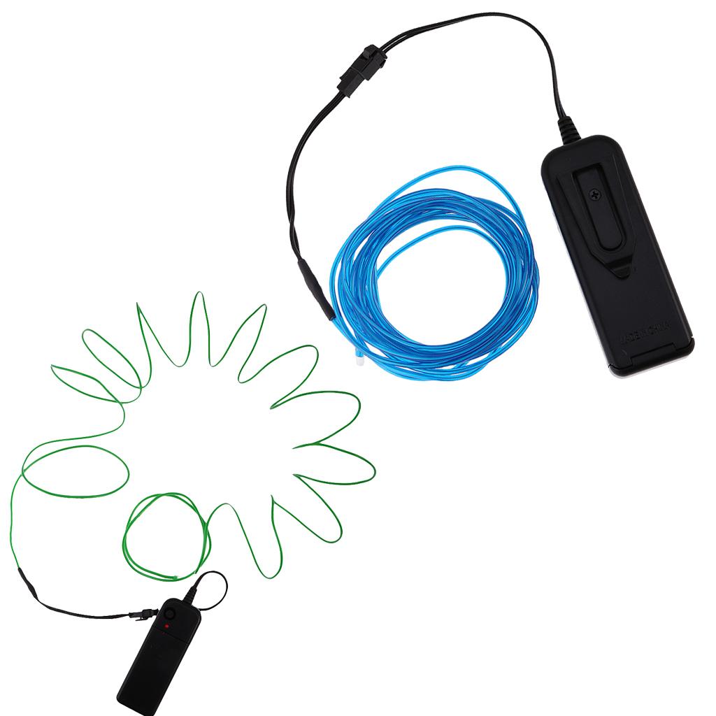 2x Luminescent Neon LED Soft Lights Glow EL Wire String 5 Meters
