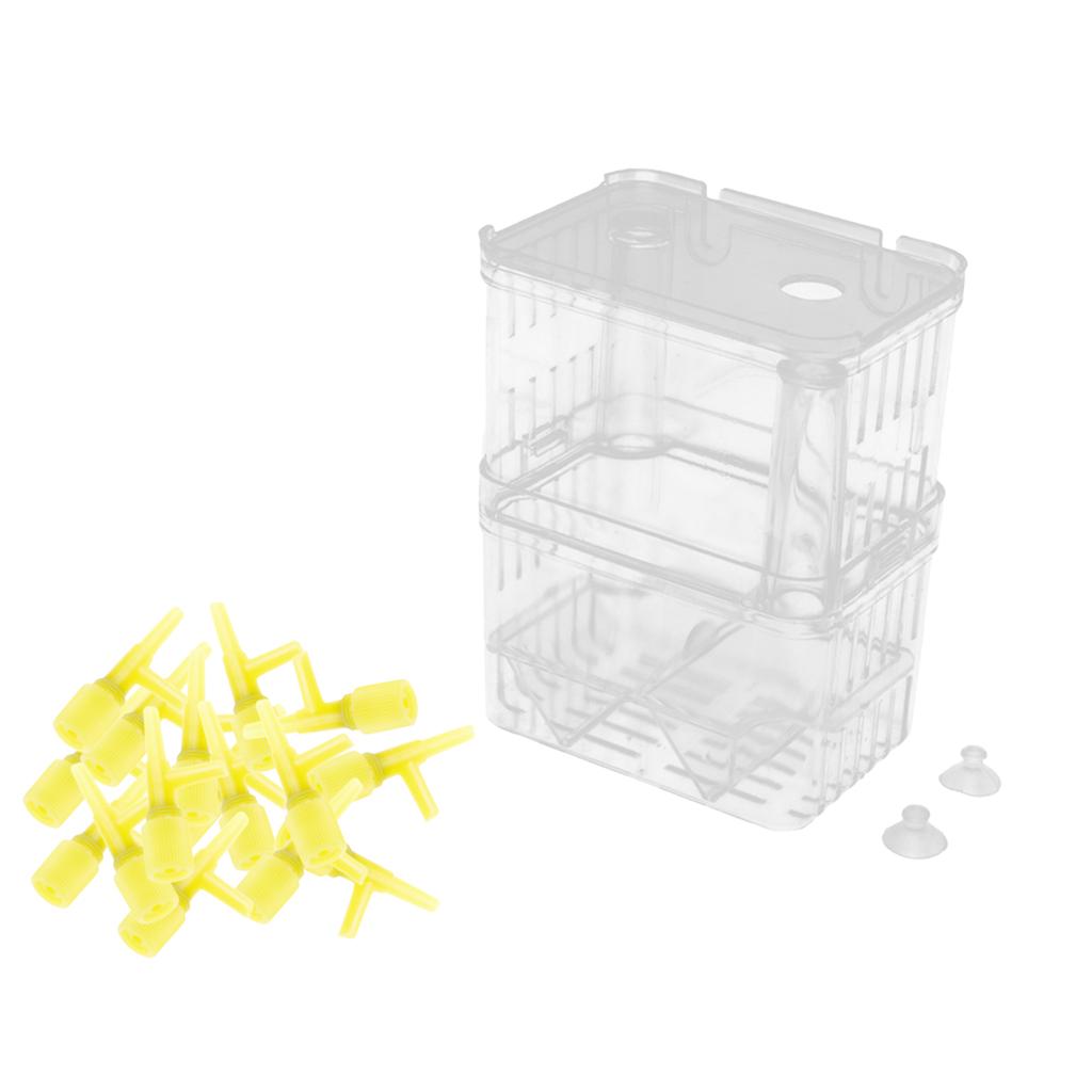 Clear Fish Hatchery Isolation Box and 100Pcs Air Valves