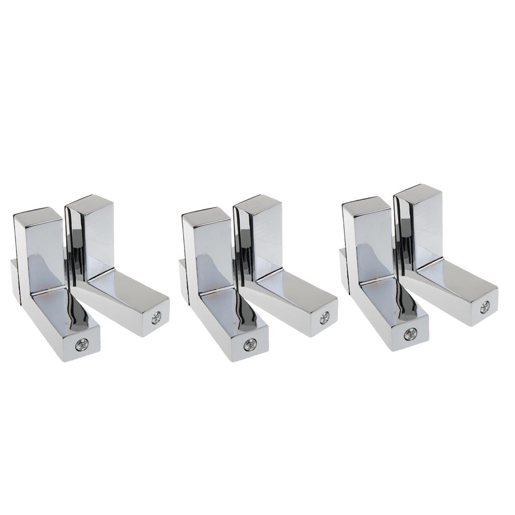 6x Solid Metal Adjustable Wood/Glass Shelf Bracket Wall Mount Brushed Nickel