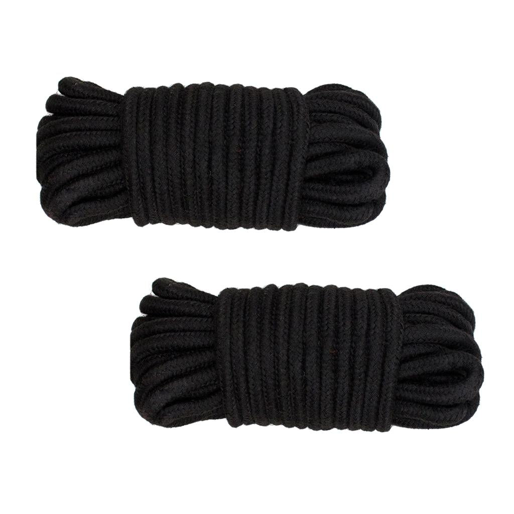 2 All-Purpose Soft Cotton Rope - 65 Feet Length, 1/4 Inch Diameter 20m Black