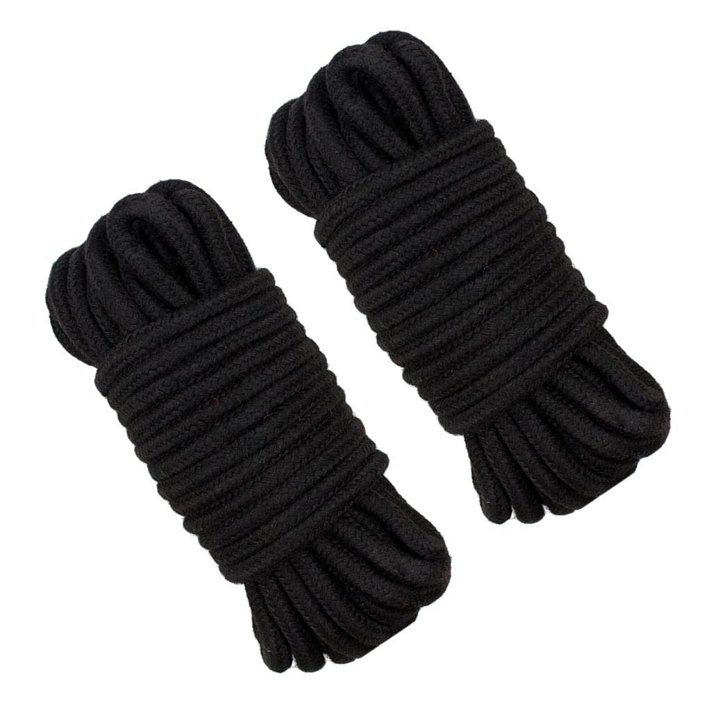 2 All-Purpose Soft Cotton Rope - 65 Feet Length, 1/4 Inch Diameter 20m Black