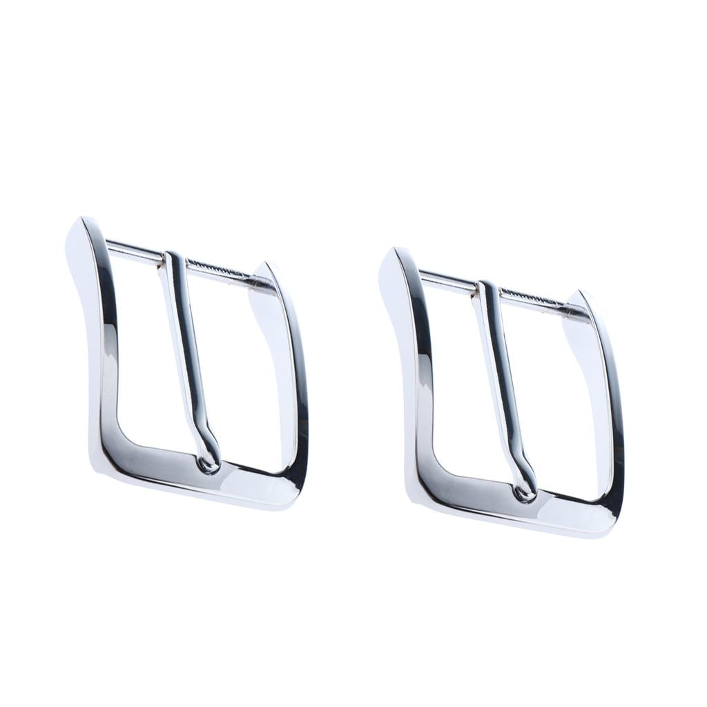 2x Mens Alloy Antique Belt Buckle Single Prong Rectangular Pin Buckle Silver