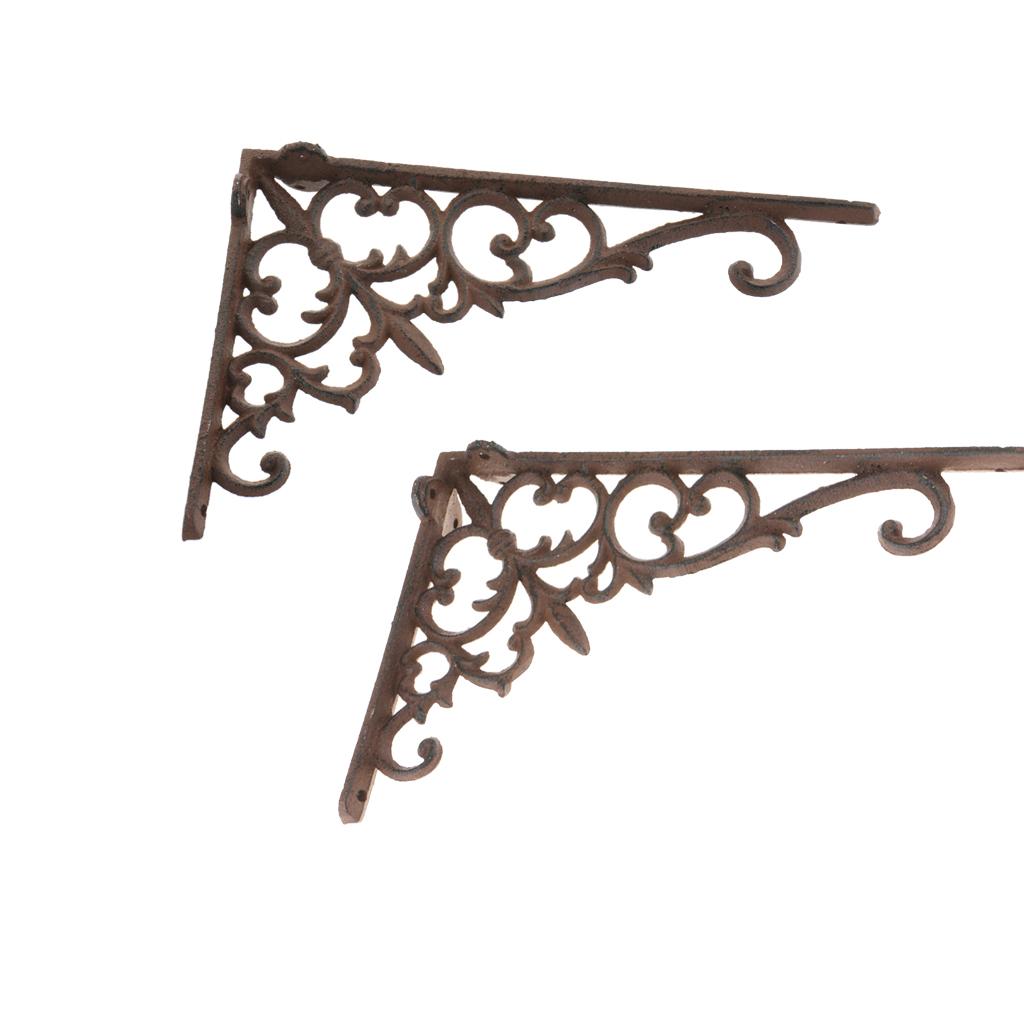 2pcs Antique Vintage Style Heavy Duty Cast Iron Shelf Bracket Wall Mounted S