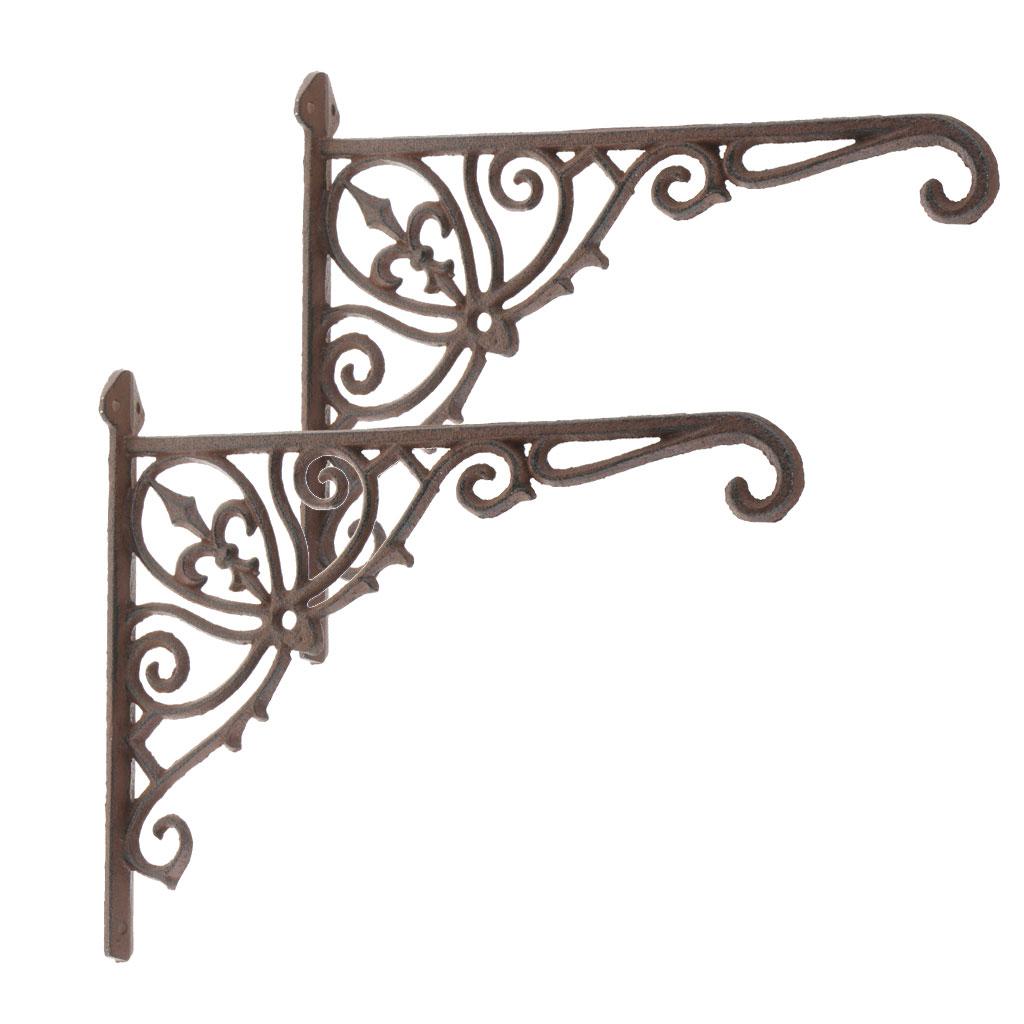 2pcs Antique Vintage Style Heavy Duty Cast Iron Shelf Bracket Wall Mounted L