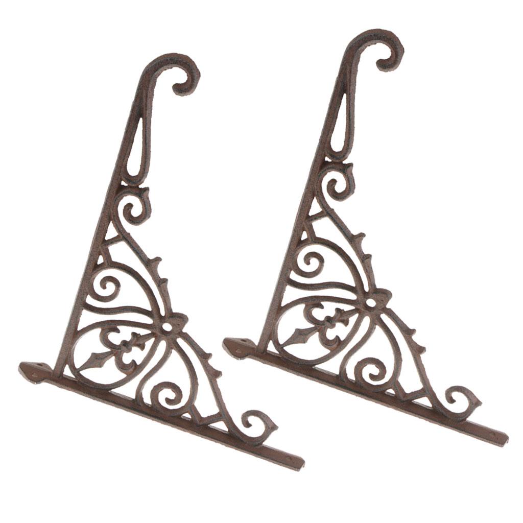2pcs Antique Vintage Style Heavy Duty Cast Iron Shelf Bracket Wall Mounted L