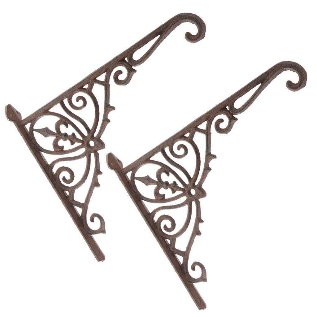 2pcs Antique Vintage Style Heavy Duty Cast Iron Shelf Bracket Wall Mounted L