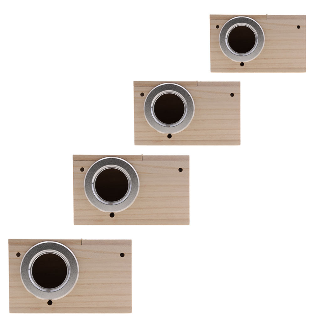 4pcs Wooden Wild Bird Nest Box Nesting Feeding Feeder Station House & Stick
