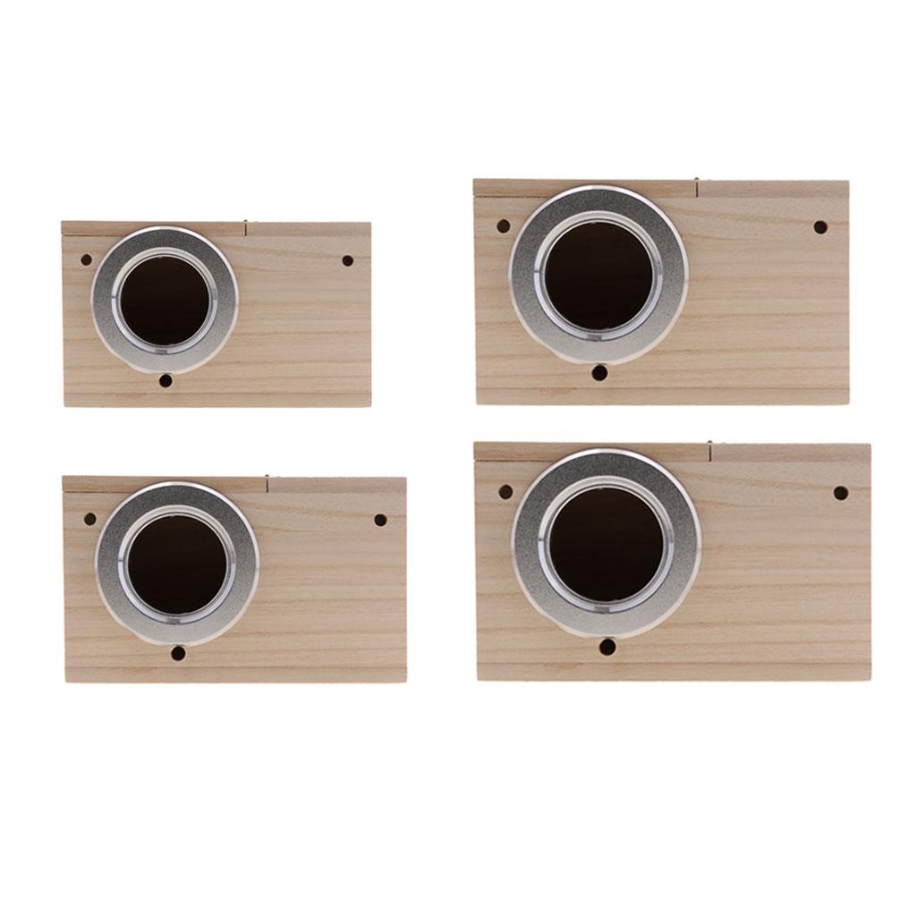 4pcs Wooden Wild Bird Nest Box Nesting Feeding Feeder Station House & Stick