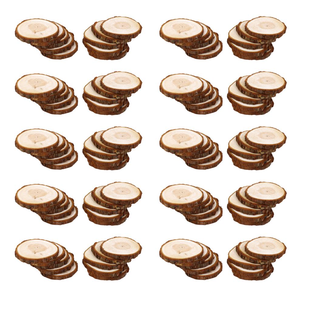 100 Pieces Pine Wood Slices for DIY Crafts Wedding Decor 6-9cm