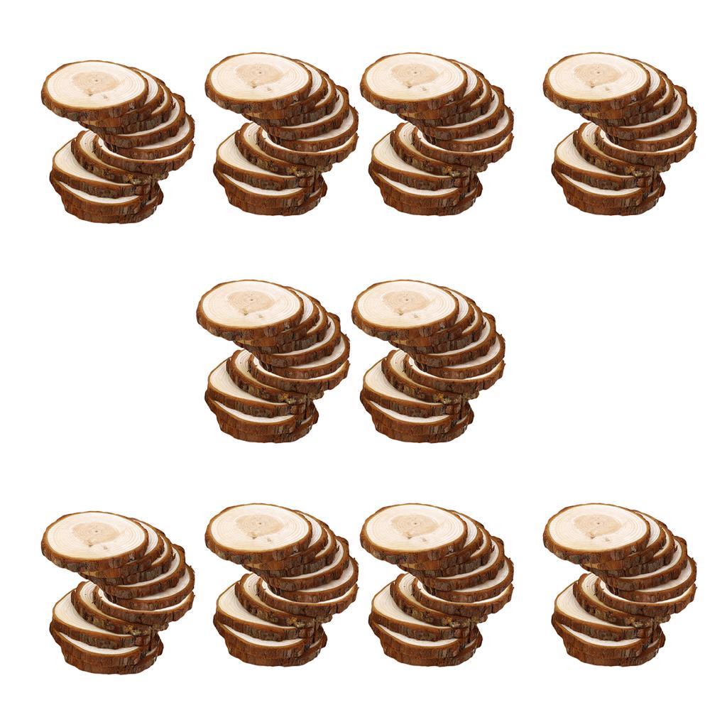 100 Pieces Pine Wood Slices for DIY Crafts Wedding Decor 6-9cm