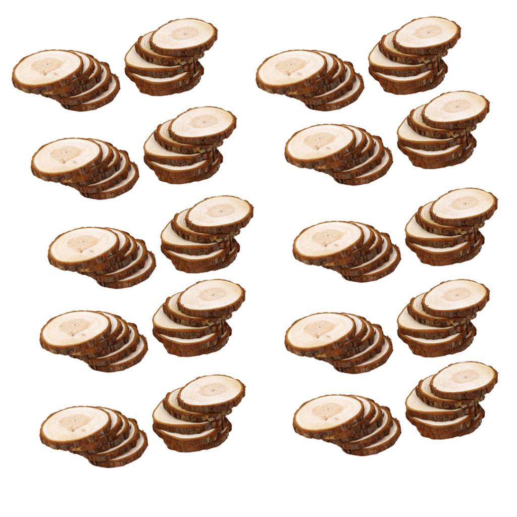 100 Pieces Pine Wood Slices for DIY Crafts Wedding Decor 6-9cm